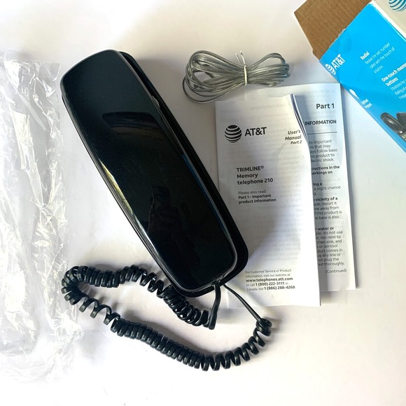 AT&T 210 Black Trimline Telephone w/13 Number Memory Additional Features w/ Box - Picture 1 of 13